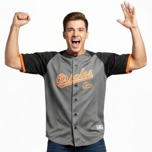 True Fan Baltimore Orioles Jersey Men's XL Gray & Black MLB Genuine Merchandise